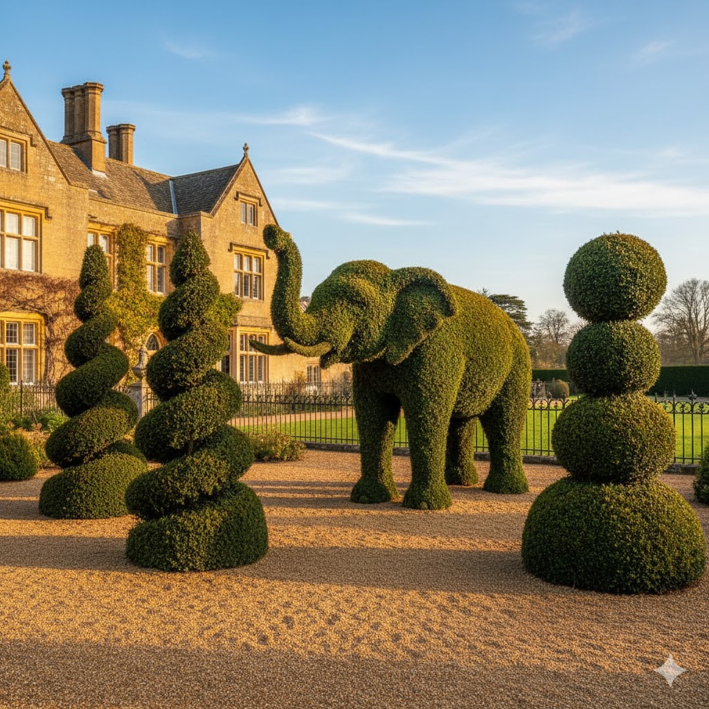 Konstnärlig formklippning av buskar